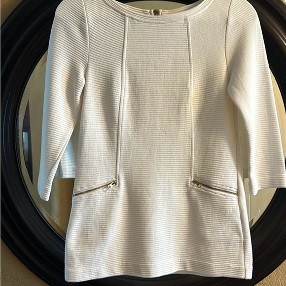 Boden White Ribbed Sweater with Zipper Accents - Picture 1 of 6